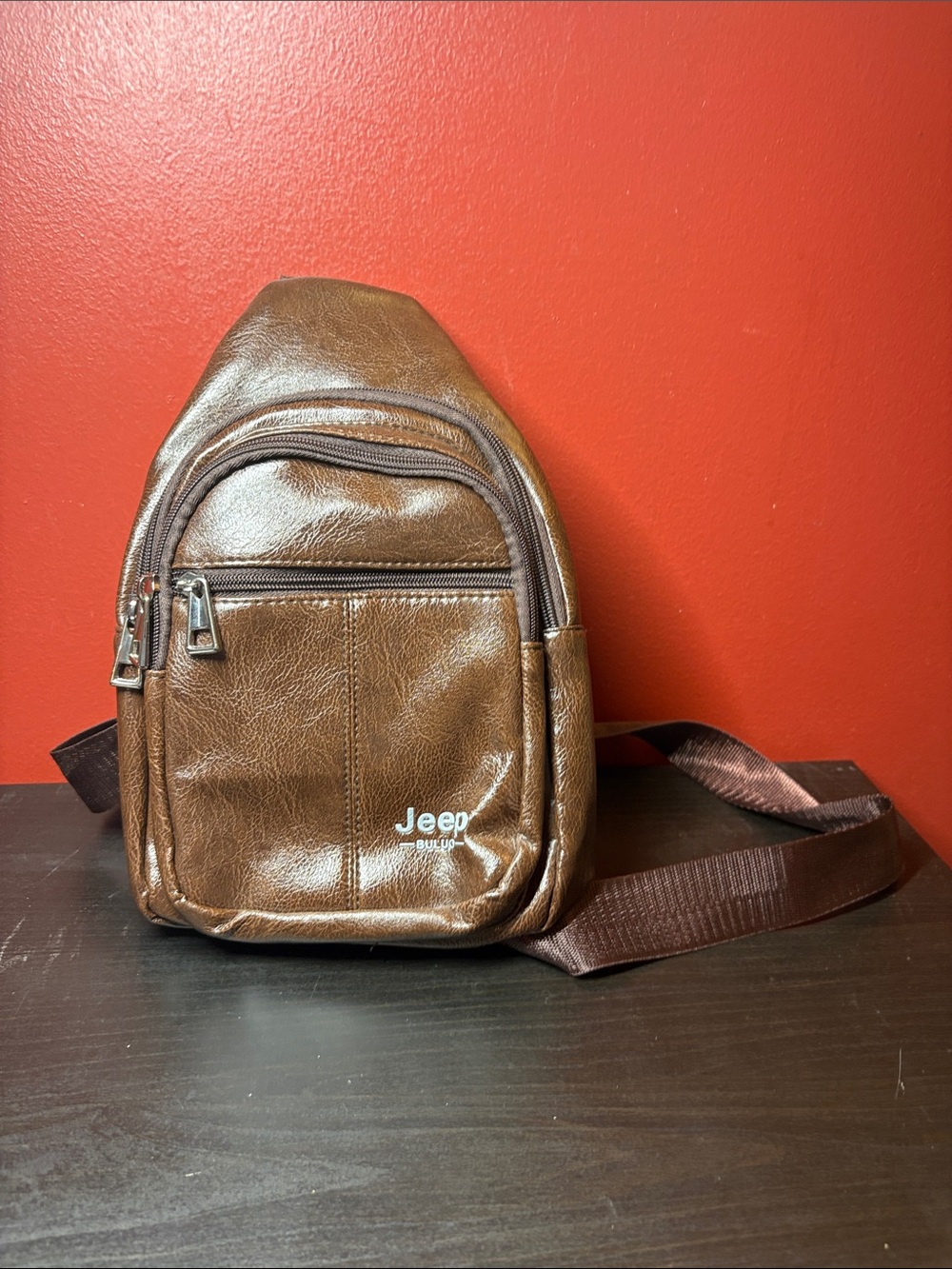 Jeep Brown Faux Leather Crossbody Belt Bag